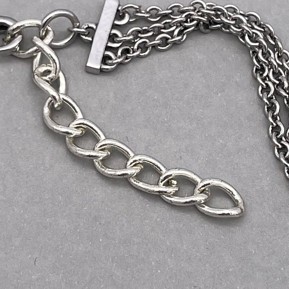 Givenchy Blue & Clear Crystal Multi Strand Necklace Silver-Tone 18 to 20 in - Picture 6 of 8